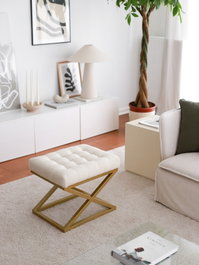 Atelier Del Sofa Puff de Terciopelo Crema